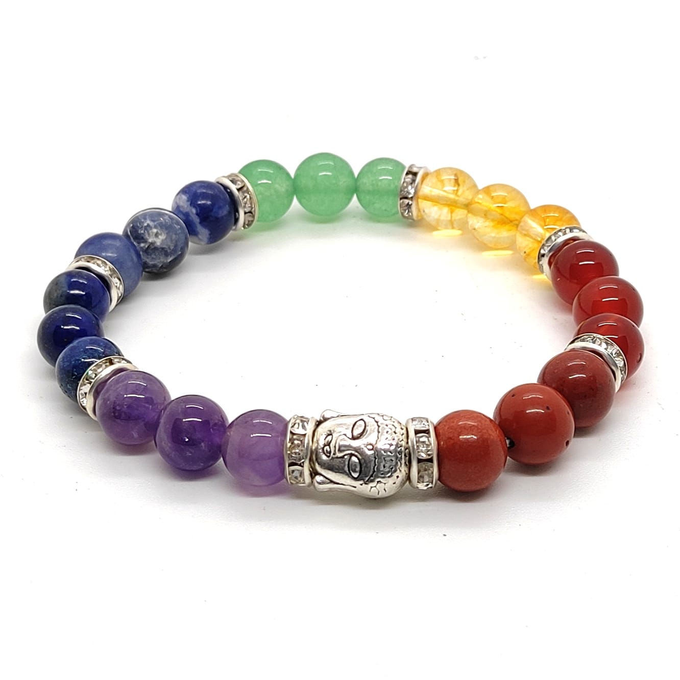 Certified 7 Chakra Wrist Bracelet with Buddha Head – Yoga & Meditation Jewelry